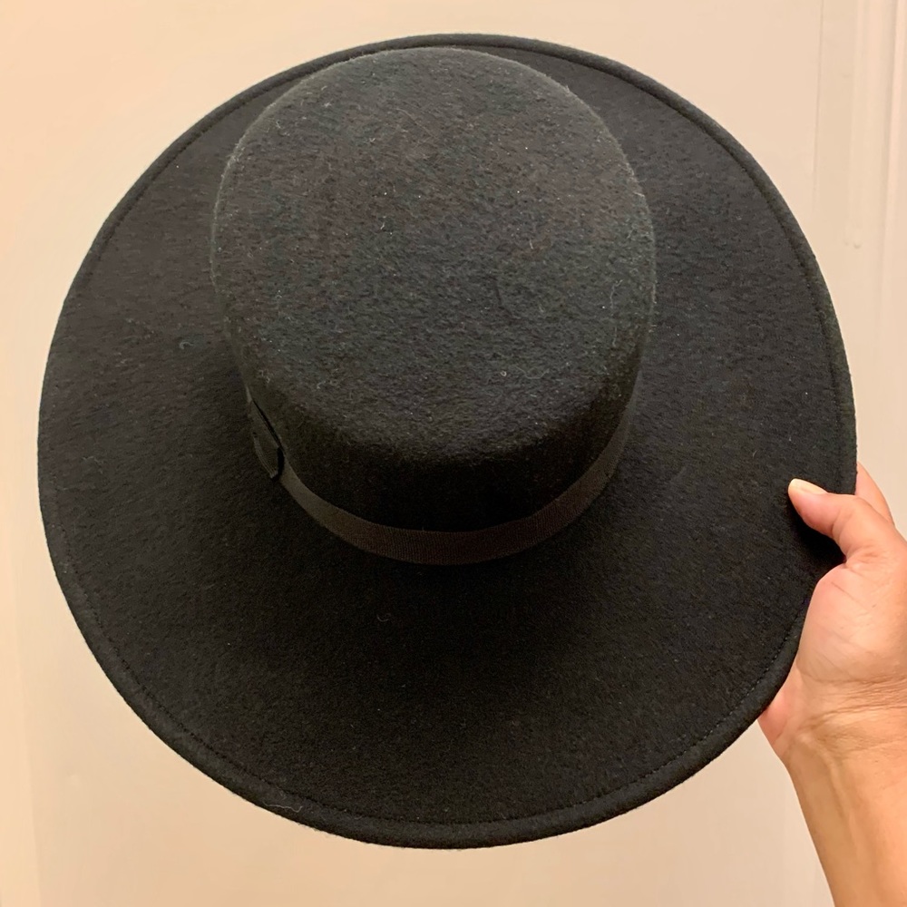 J.Crew Black Wool Boater Hat
